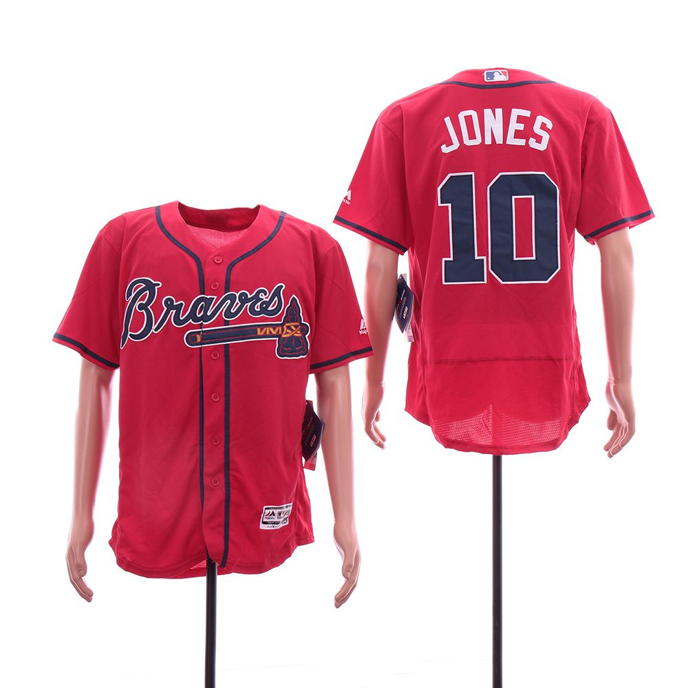 Men Atlanta Braves 10 Jones Red Elite MLB Jerseys